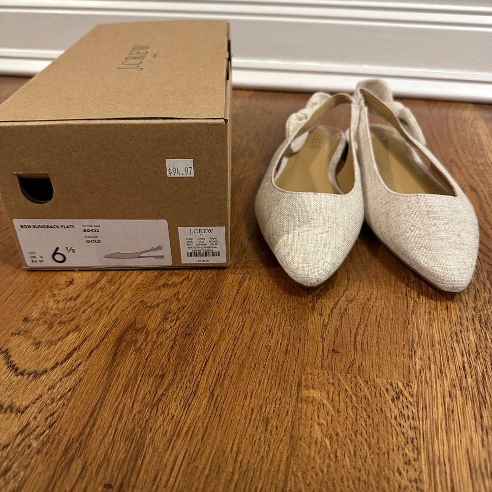 NWT J. Crew Women's Cream Slingback Flats